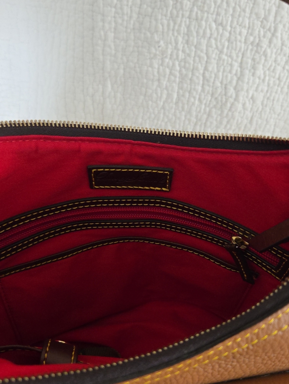 Dooney & Bourke Brown and Dark Brown Pebble Leather Shoulder Bag No Call Outs - Picture 9 of 10